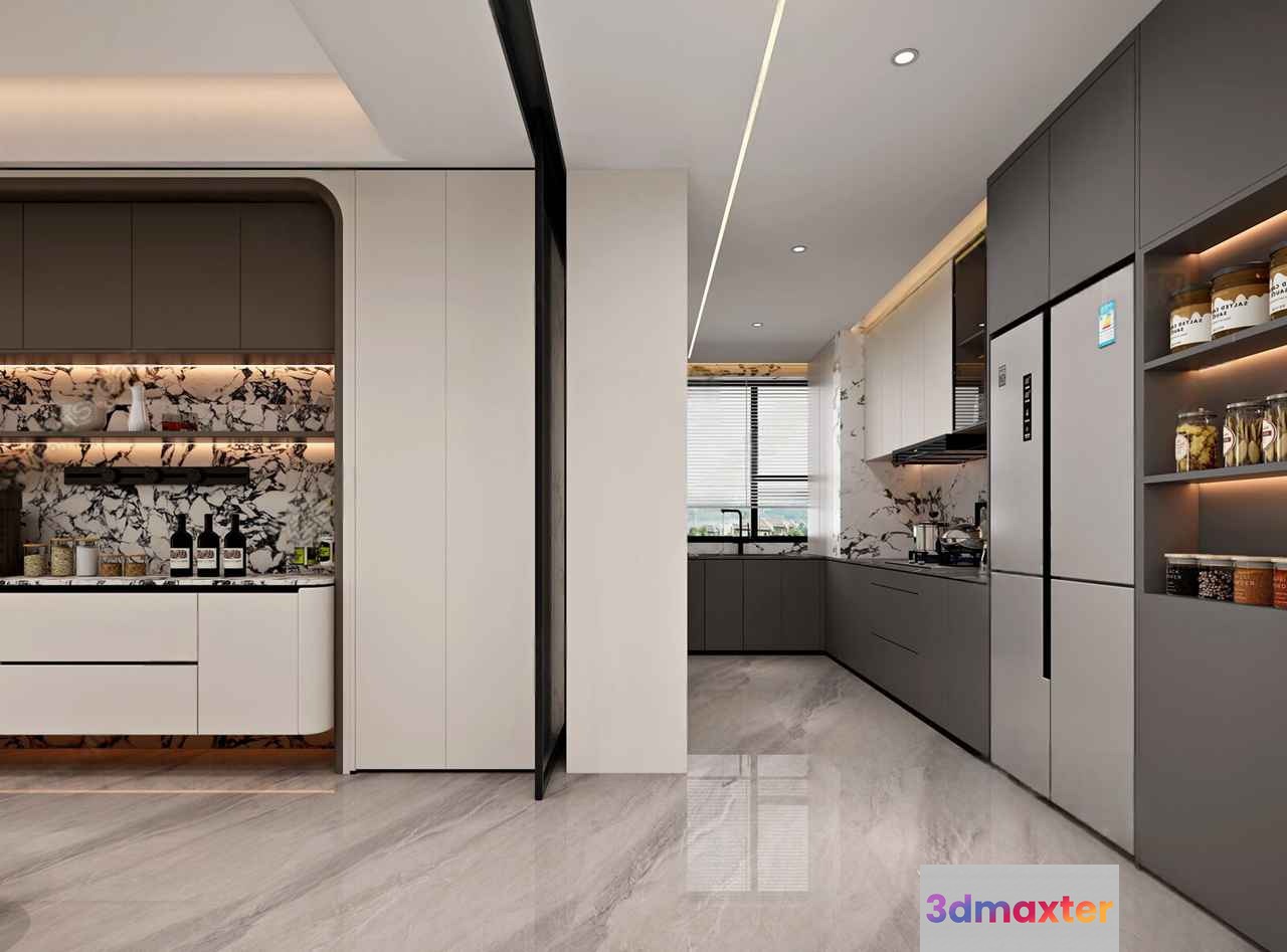 Modern Kitchen Design 3D Model - 9753 - VRAY Render