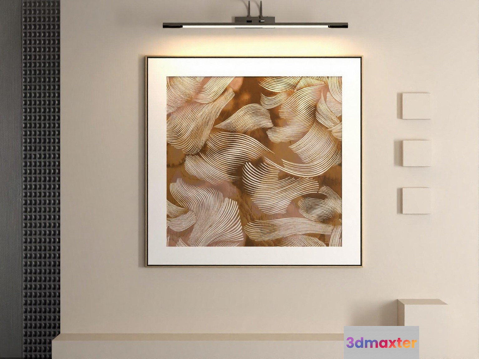 Modern Gold Abstract Art 3D Model - 18171 - VRAY Render