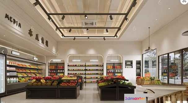 Modern Grocery Store 3D Model - 9155 - VRAY Render