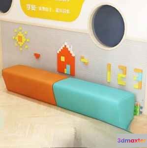 Modern Colorful Bench 3D Model - 2460 - VRAY Render