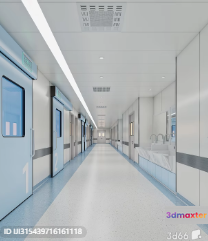 A Long Hospital Corridor 3D Model - 6226 - VRAY Render