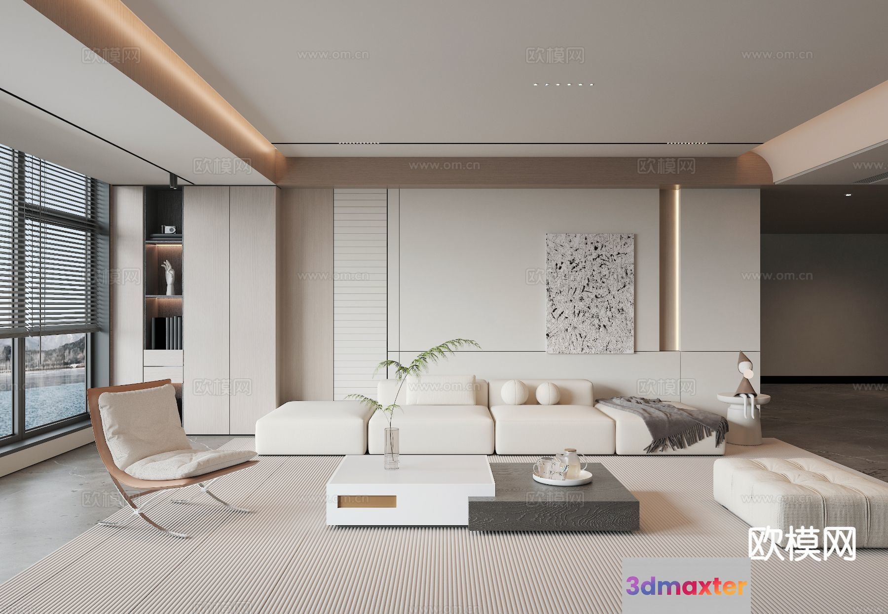Modern Living Room 3D Model - 14365 - VRAY Render