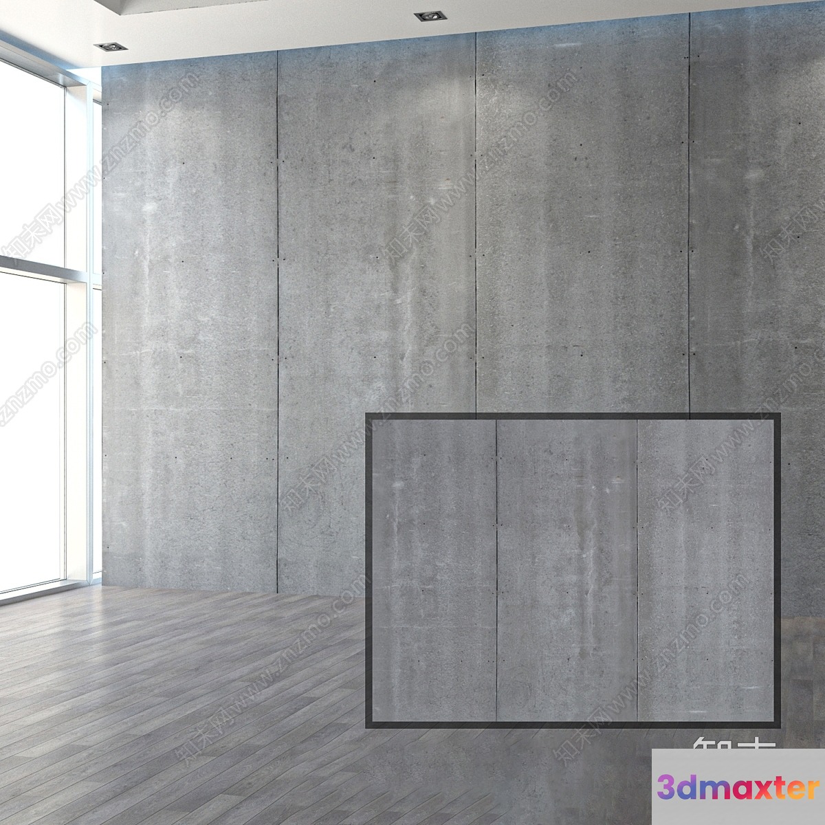 Modern Concrete Wall 3D Model - 12204 - VRAY Render