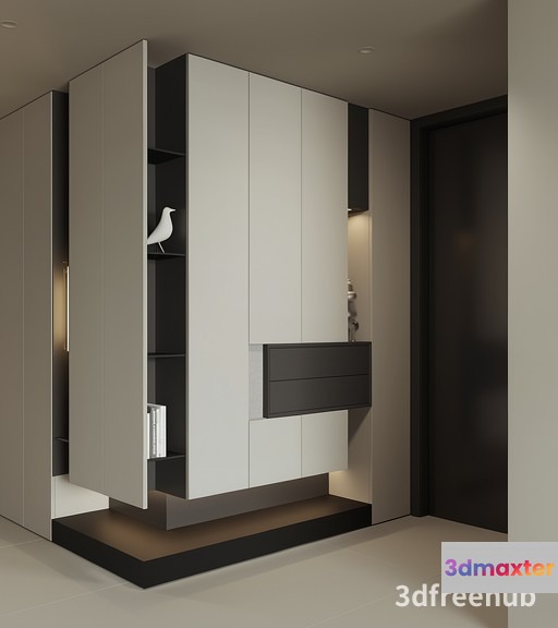 Modern Grey And White Cabinet 3D Model - 19248 - VRAY Render