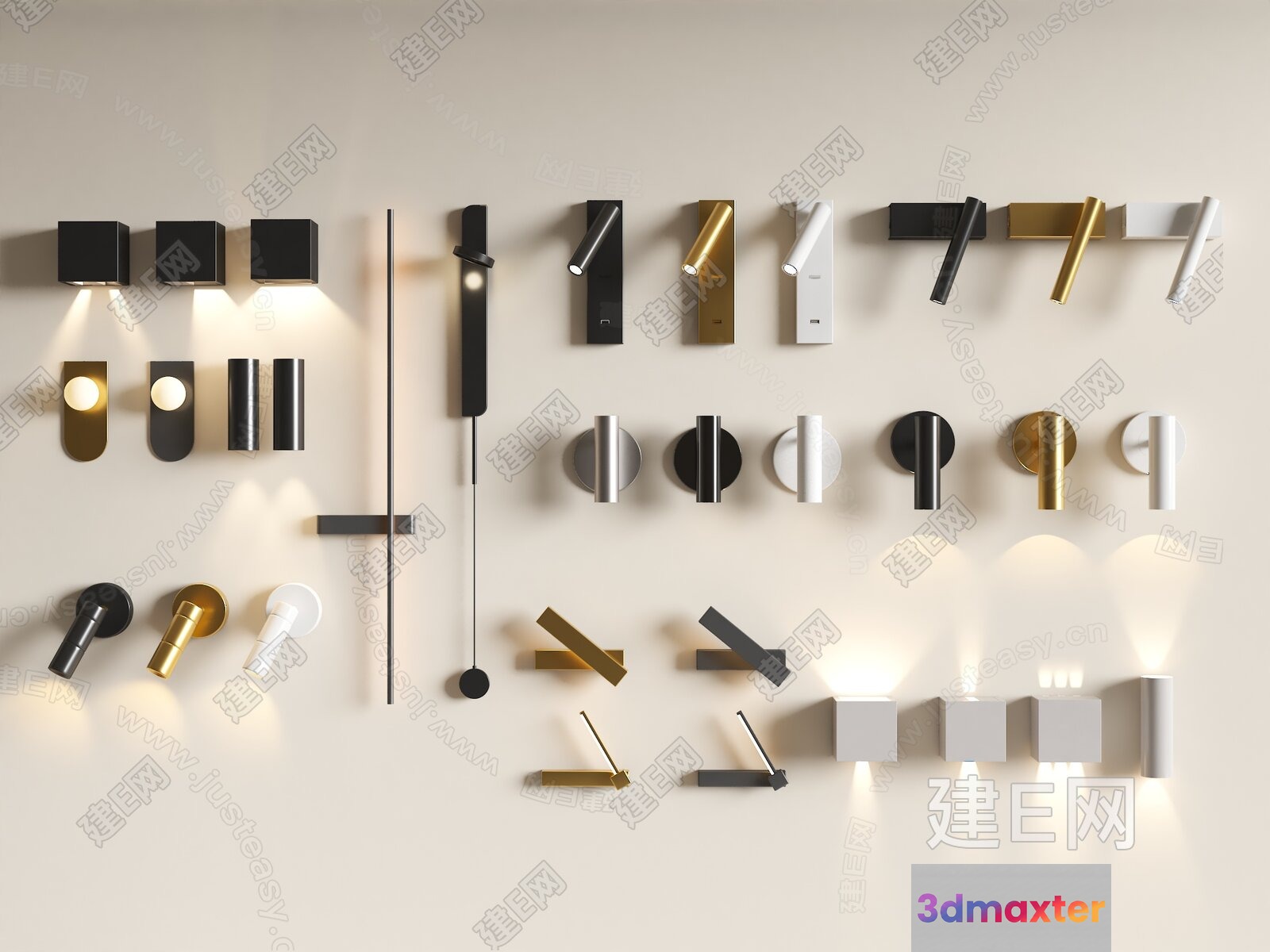 Gold Light Fixture 3D Model - 10051 - VRAY Render