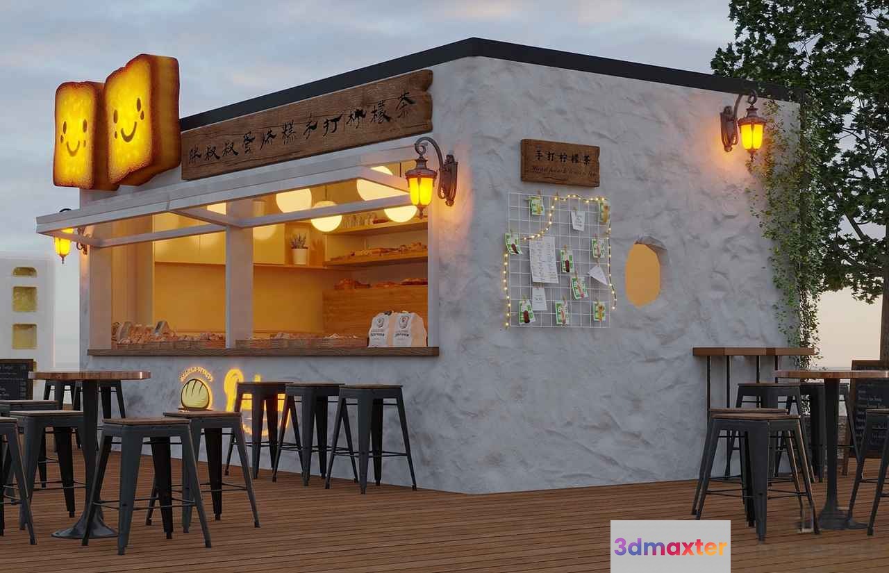 A Small Food Stand 3D Model - 7664 - CORONA Render