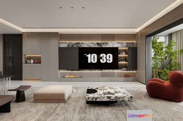 Modern Living Room 3D Model - 15579 - CORONA Render