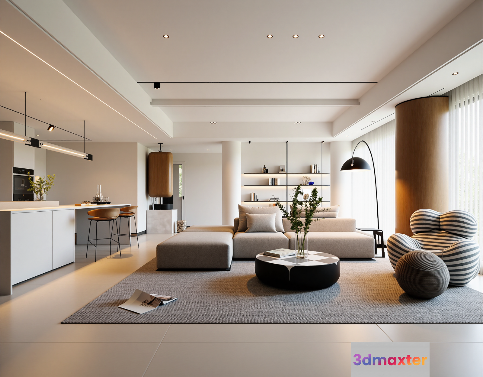 Modern Living Room 3D Model - 22184 - VRAY Render