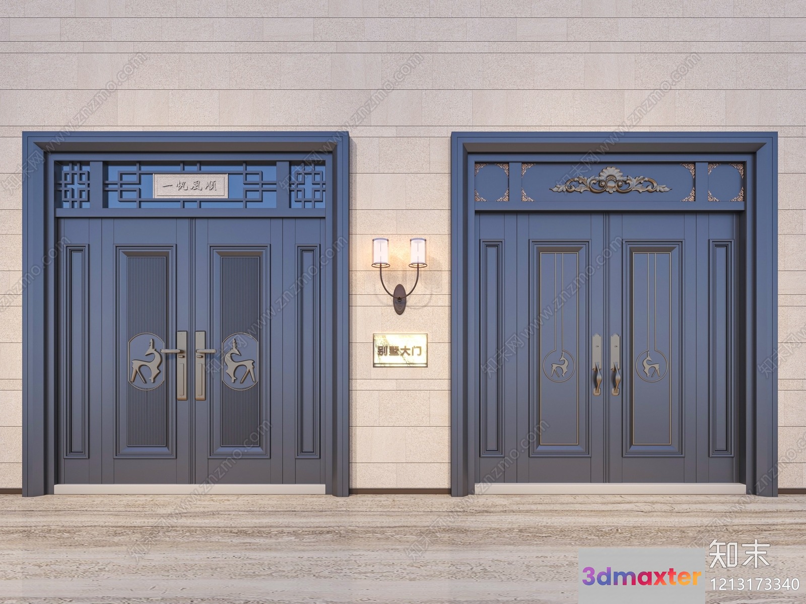 A Pair Of Decorative Doors 3D Model - 3593 - VRAY Render