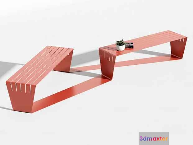 Modern Pink Bench 3D Model - 663 - VRAY Render