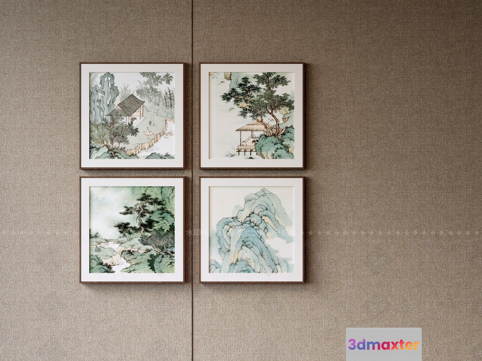 Four Framed Paintings On A Wall 3D Model - 22552 - VRAY Render