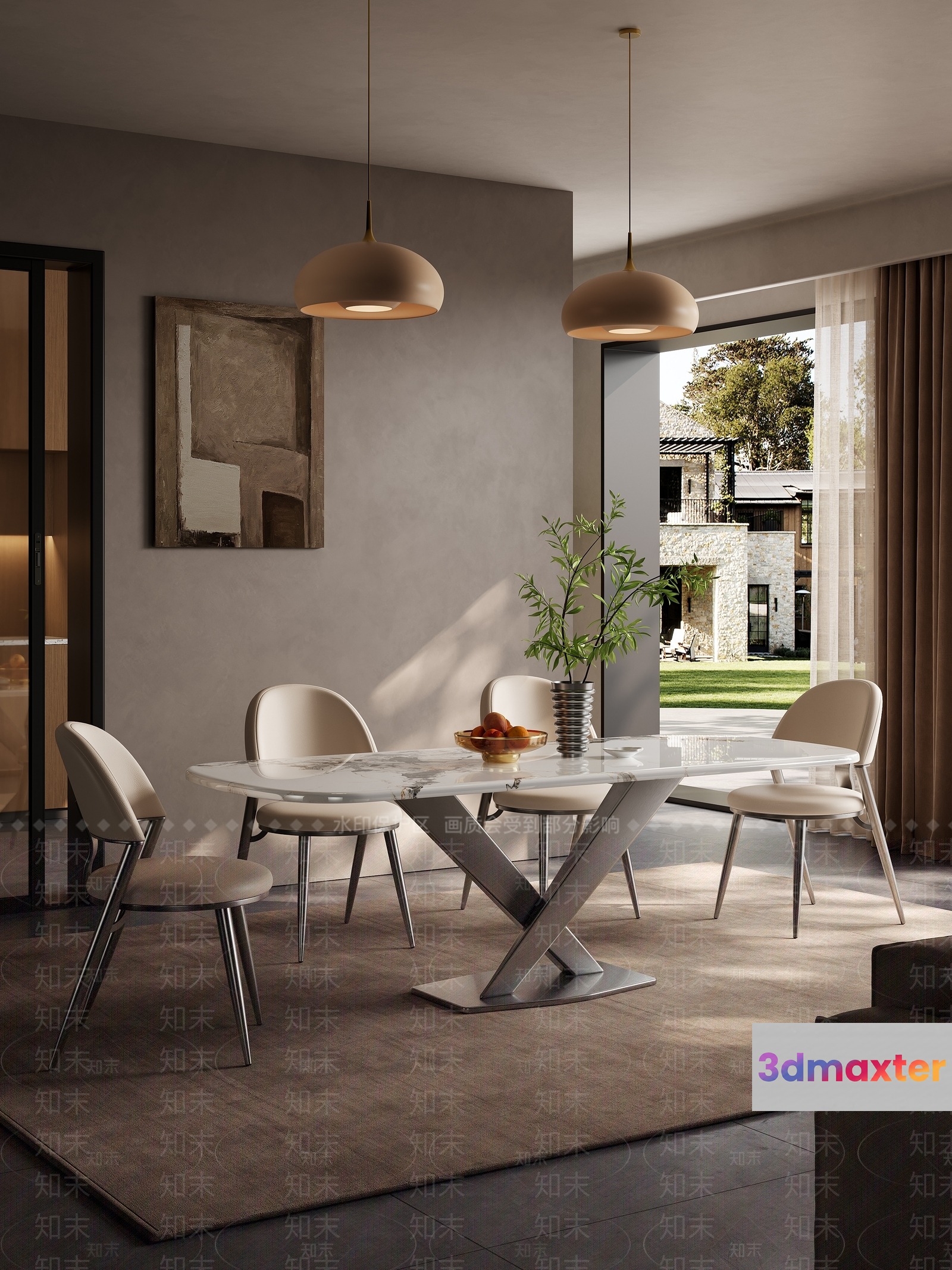 Modern Dining Room 3D Model - 20436 - VRAY Render