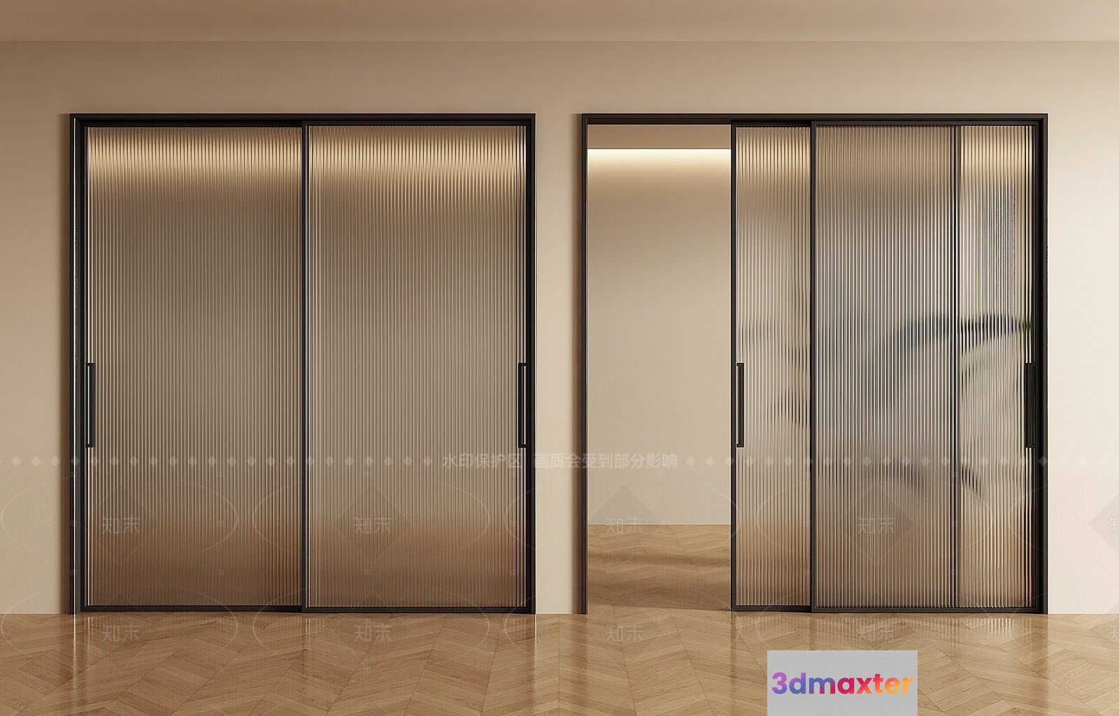 Modern Sliding Closet Doors 3D Model - 16194 - VRAY Render