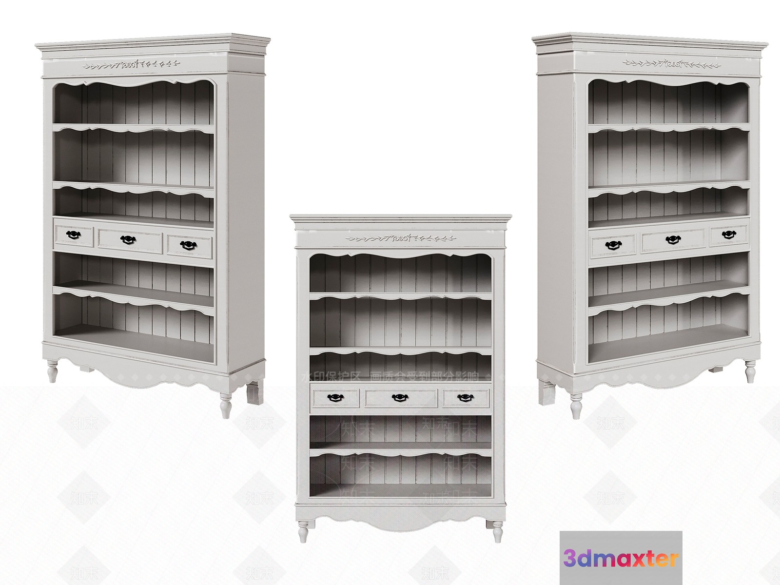 A White Bookshelf 3D Model - 3182 - VRAY Render