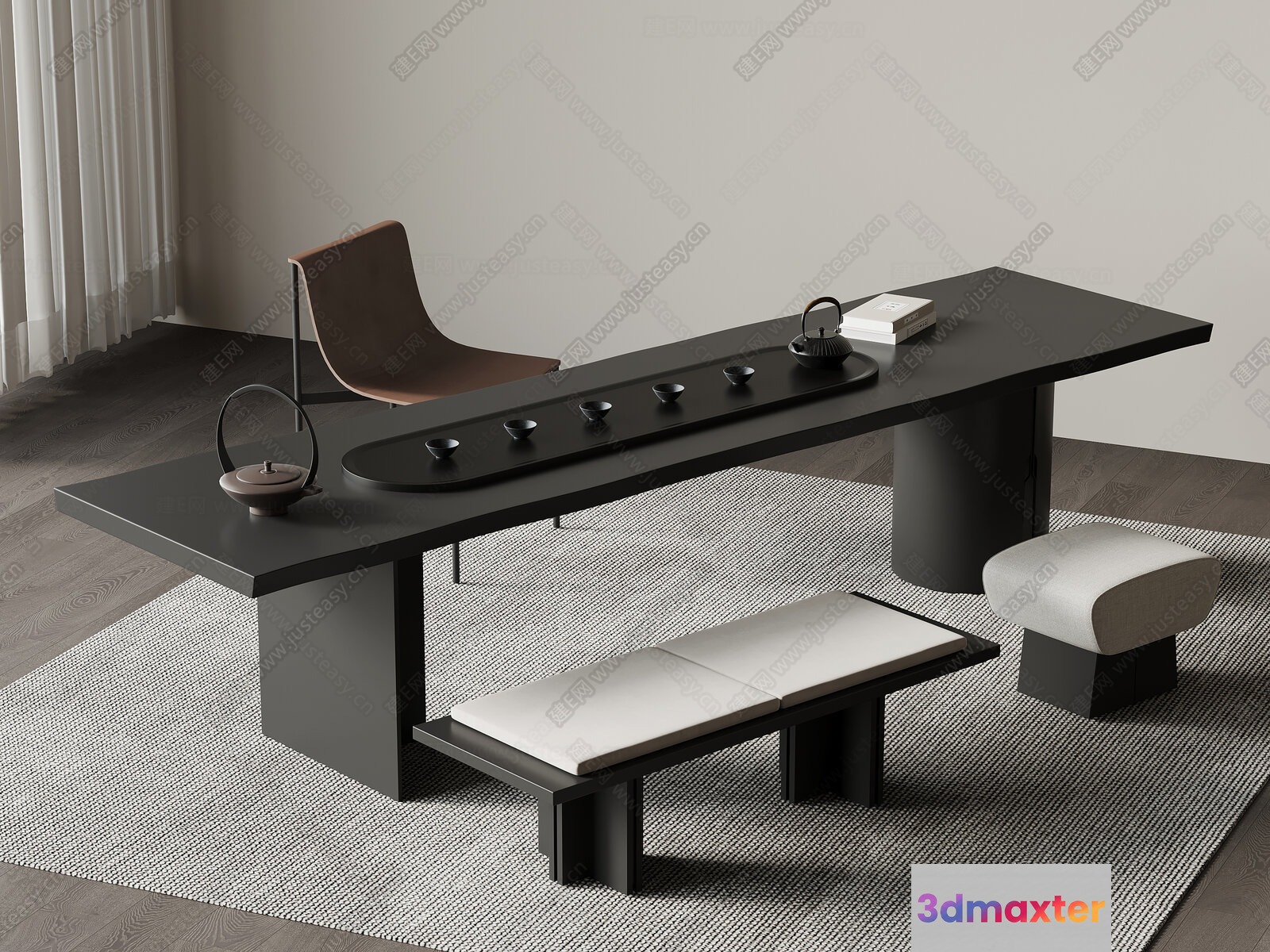 Modern Minimalist Dining Room 3D Model - 12176 - VRAY Render