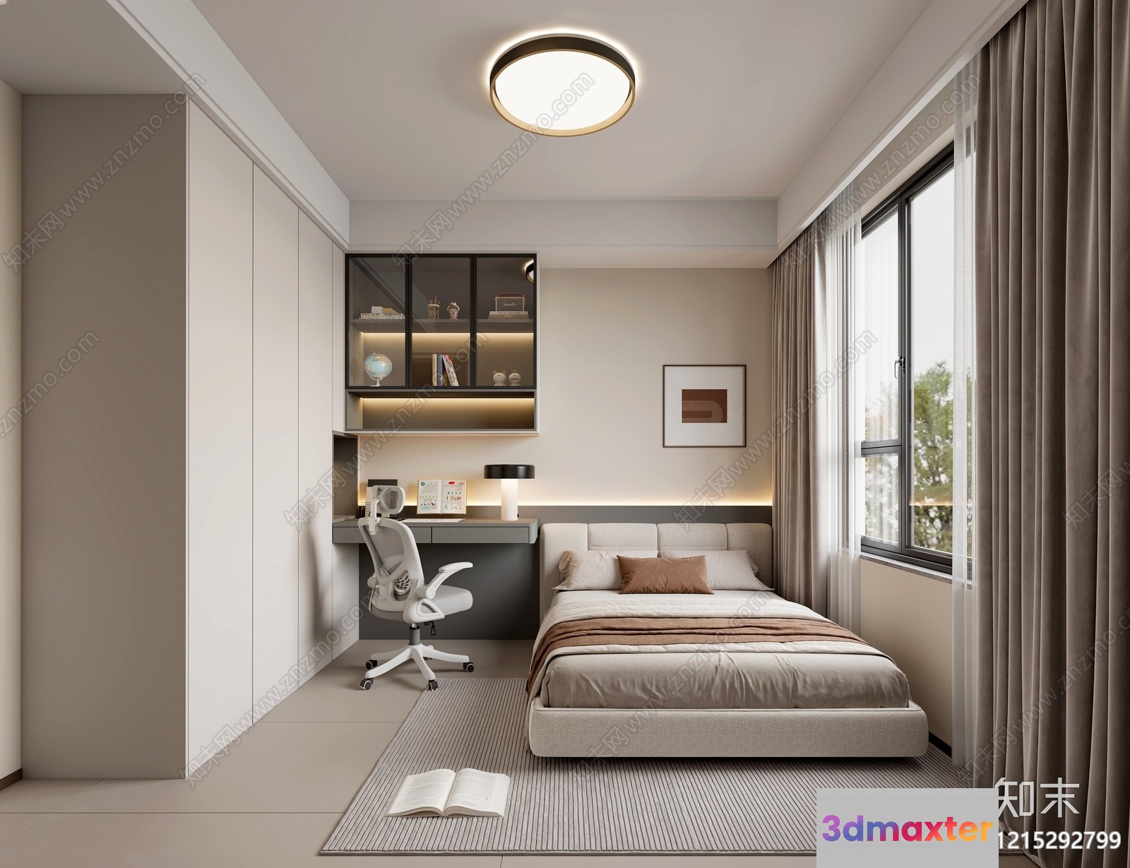 Cozy Modern Bedroom 3D Model - 9566 - VRAY Render