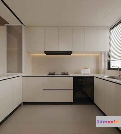 Modern Minimalist Kitchen 3D Model - 22480 - CORONA Render