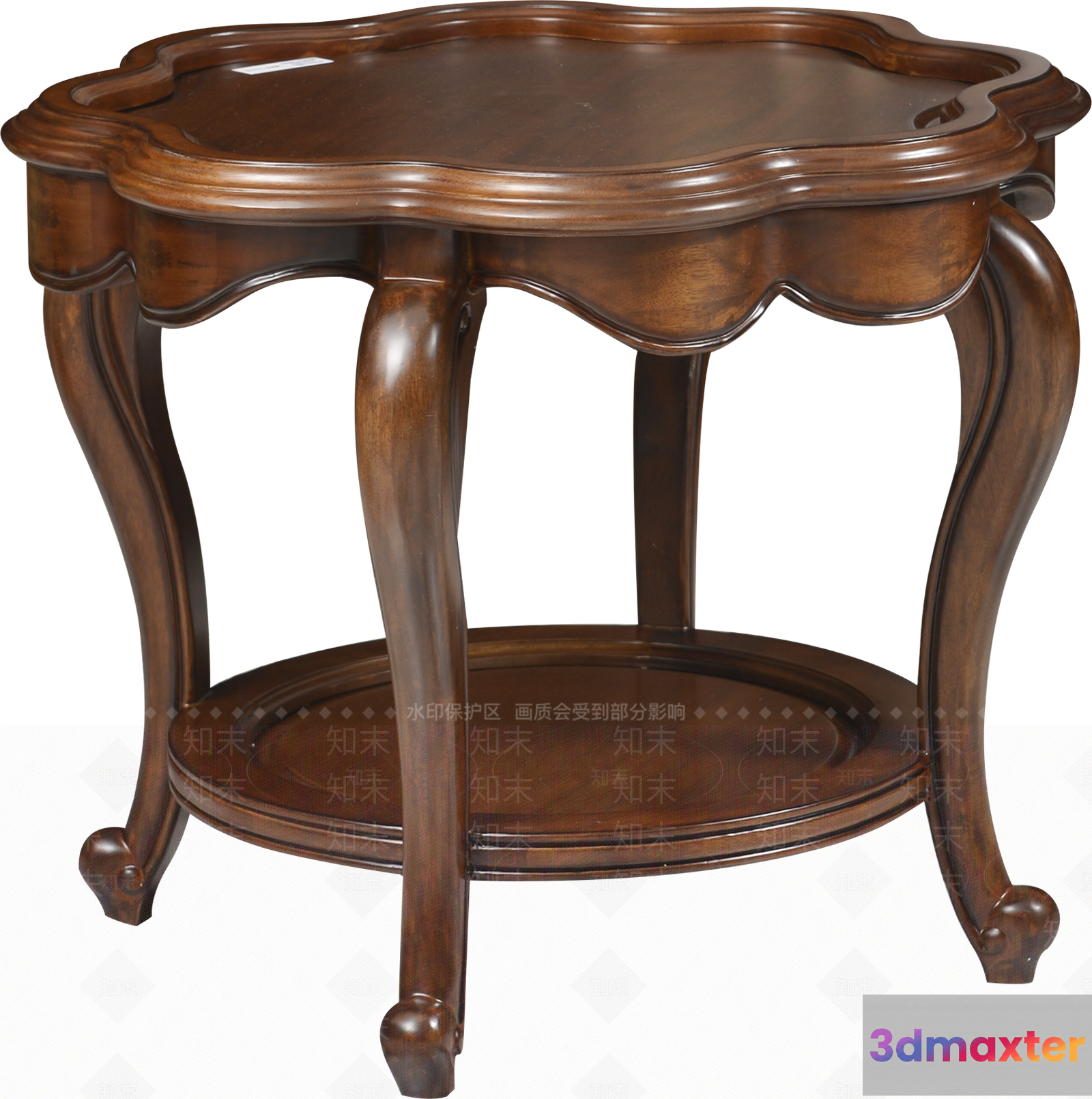 A Wooden Table With A Scalloped Edge 3D Model - 744 - VRAY Render