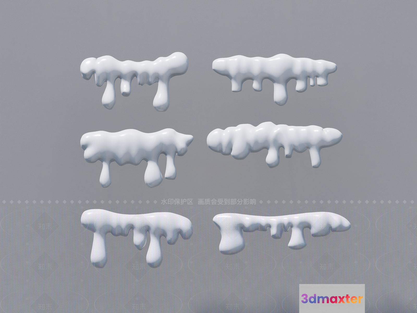 White Paint Drips 3D Model - 1342 - VRAY Render