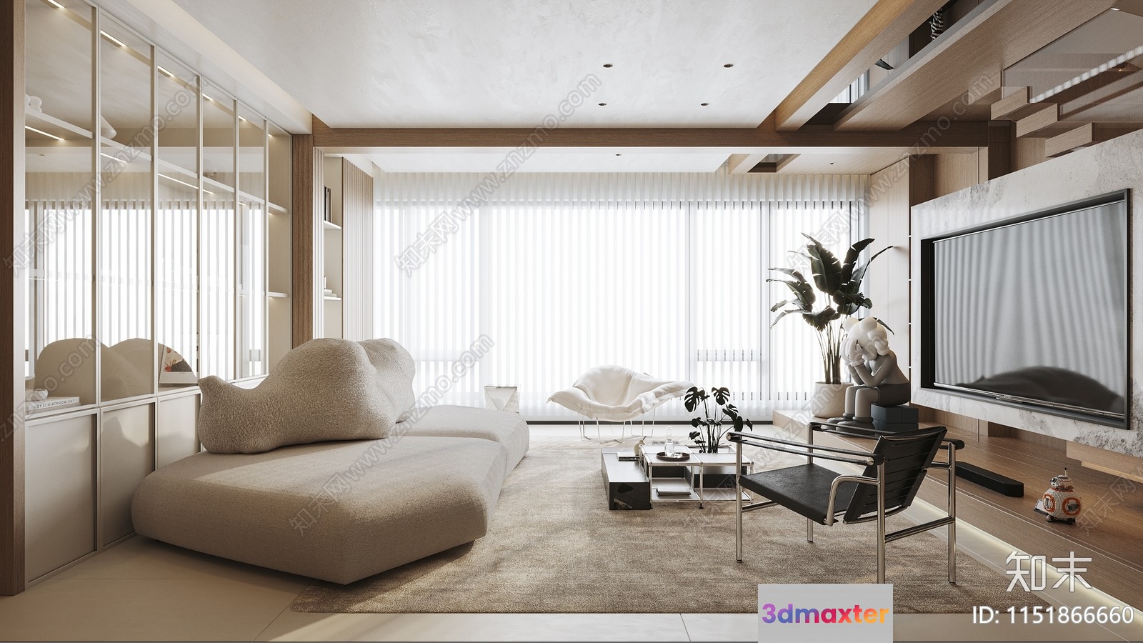 Modern Living Room 3D Model - 13060 - VRAY Render