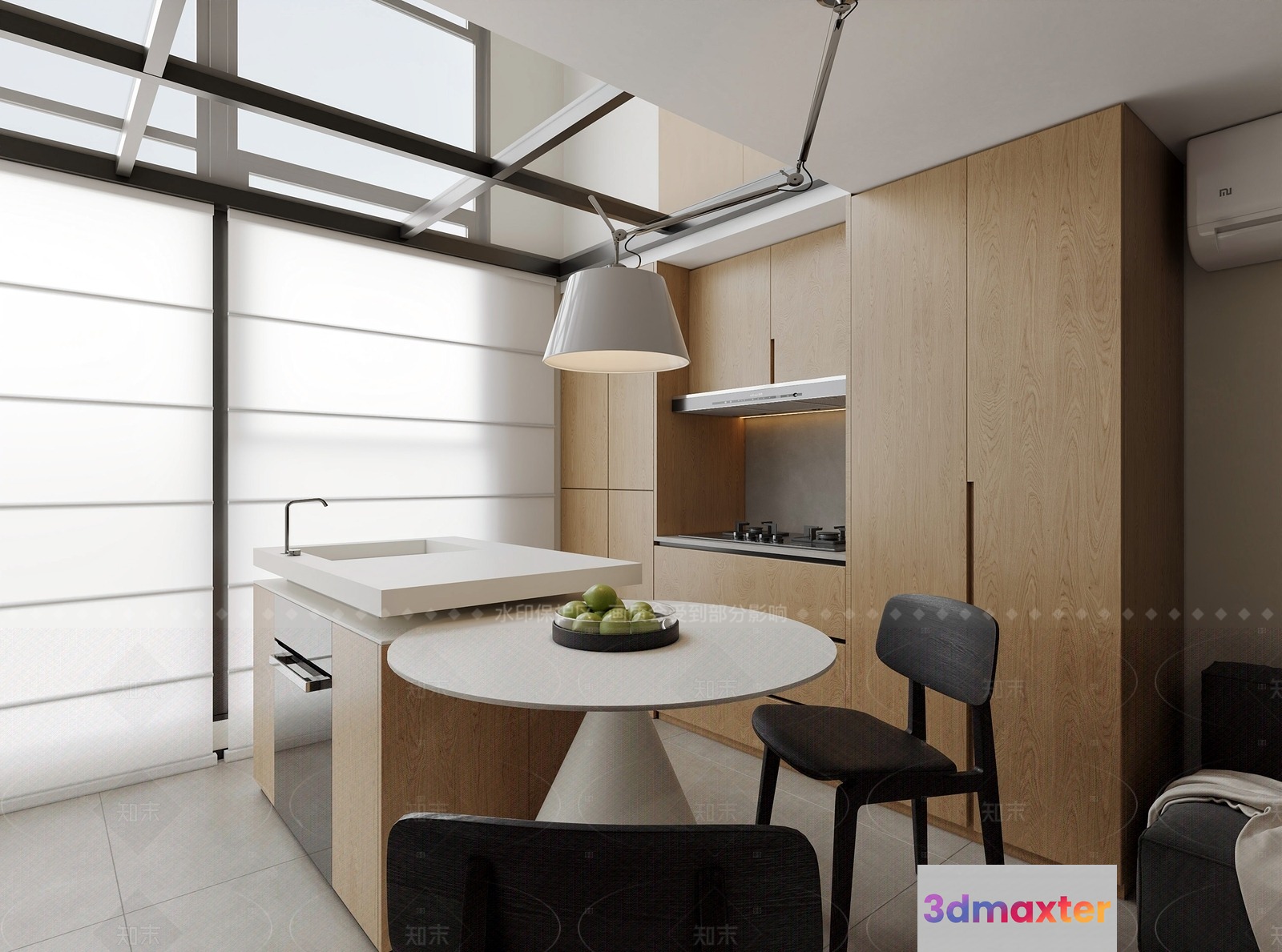 Modern Minimalist Kitchen 3D Model - 23682 - VRAY Render