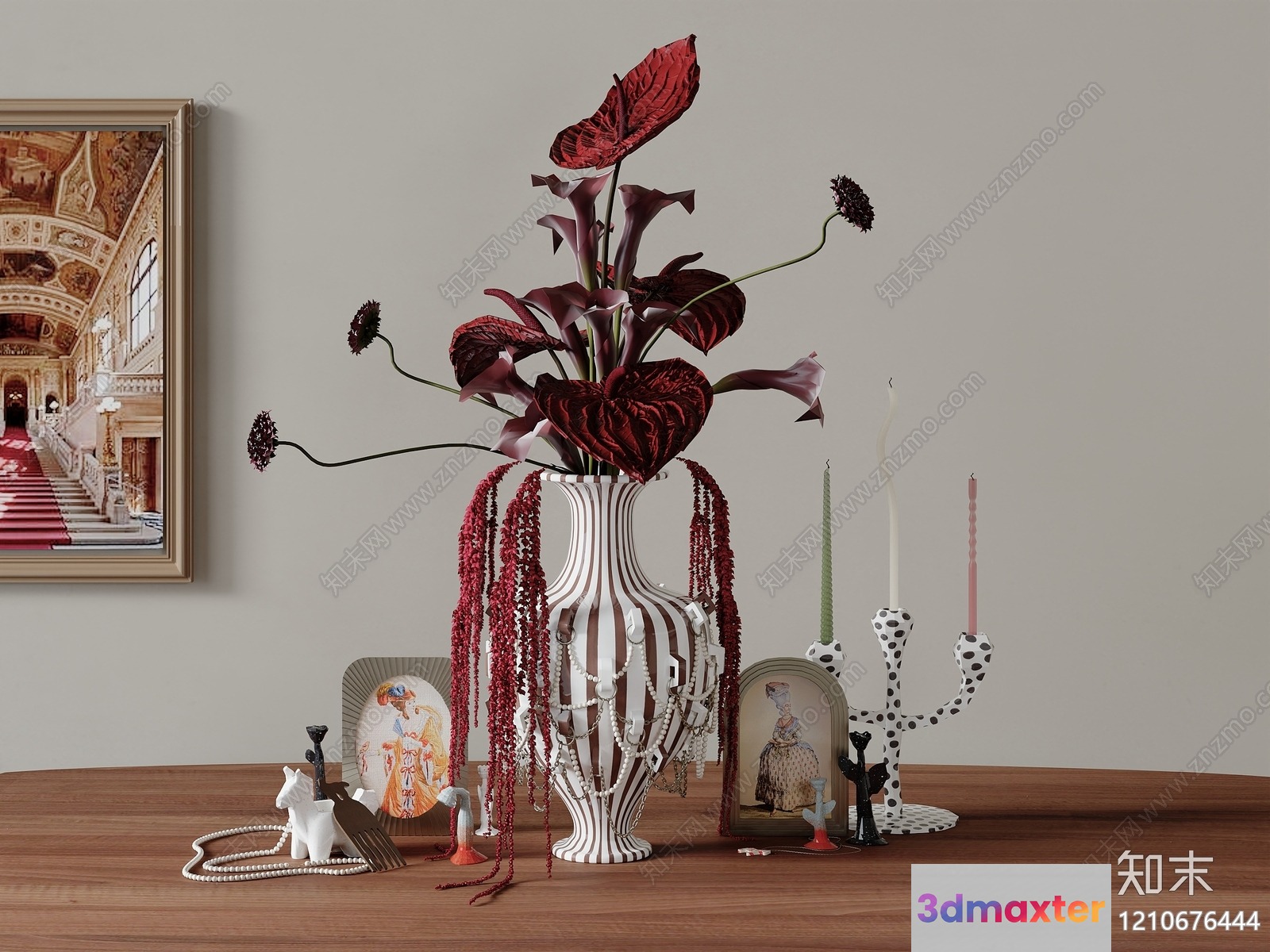 Artistic Still Life With Vase And Candlesticks 3D Model - 2998 - VRAY Render
