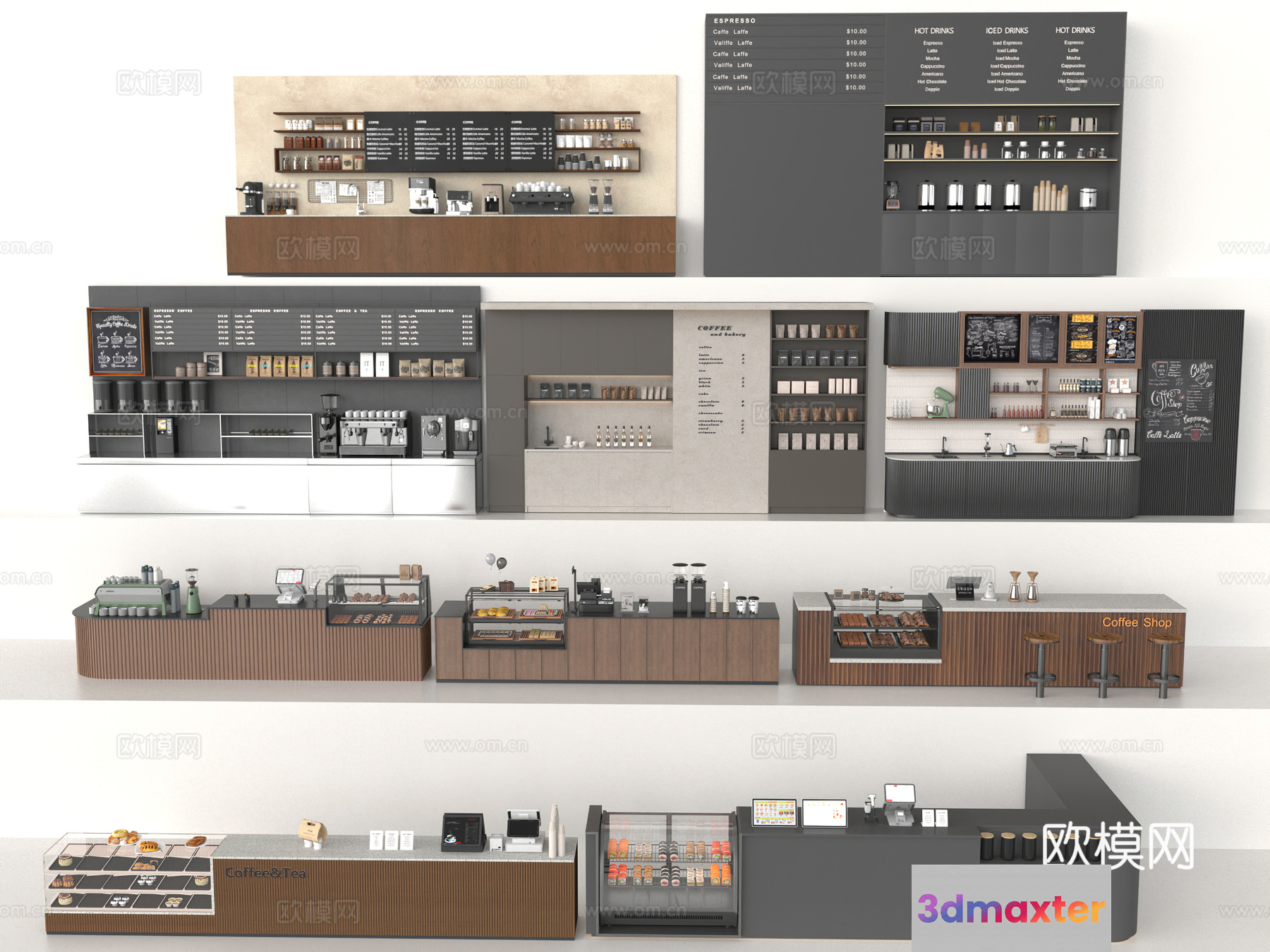 Coffee Shop Interior Design 3D Model - 6814 - VRAY Render