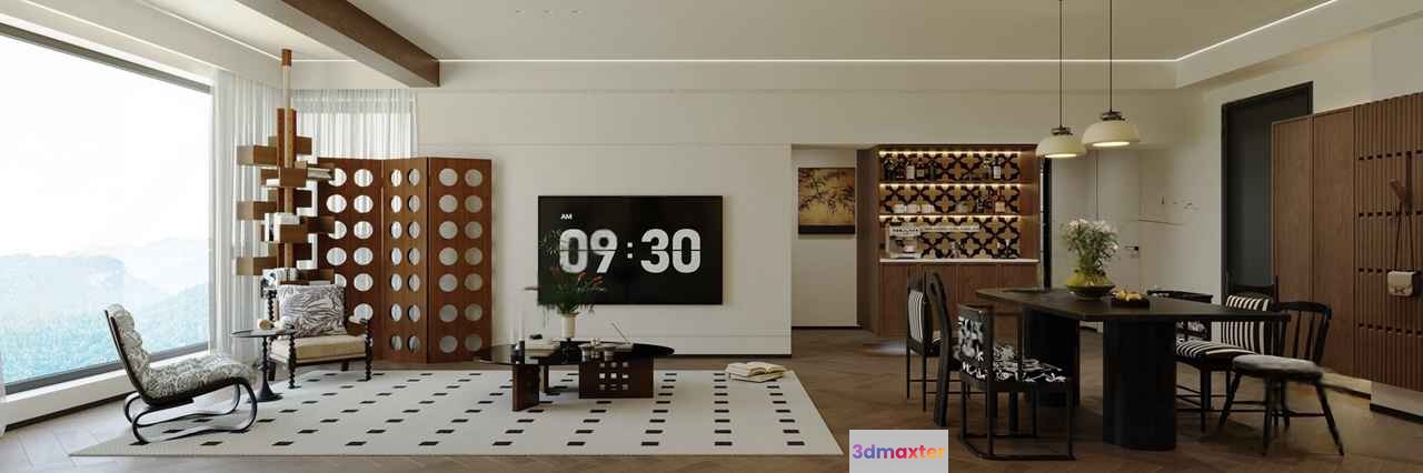 Modern Living Room 3D Model - 14740 - VRAY Render