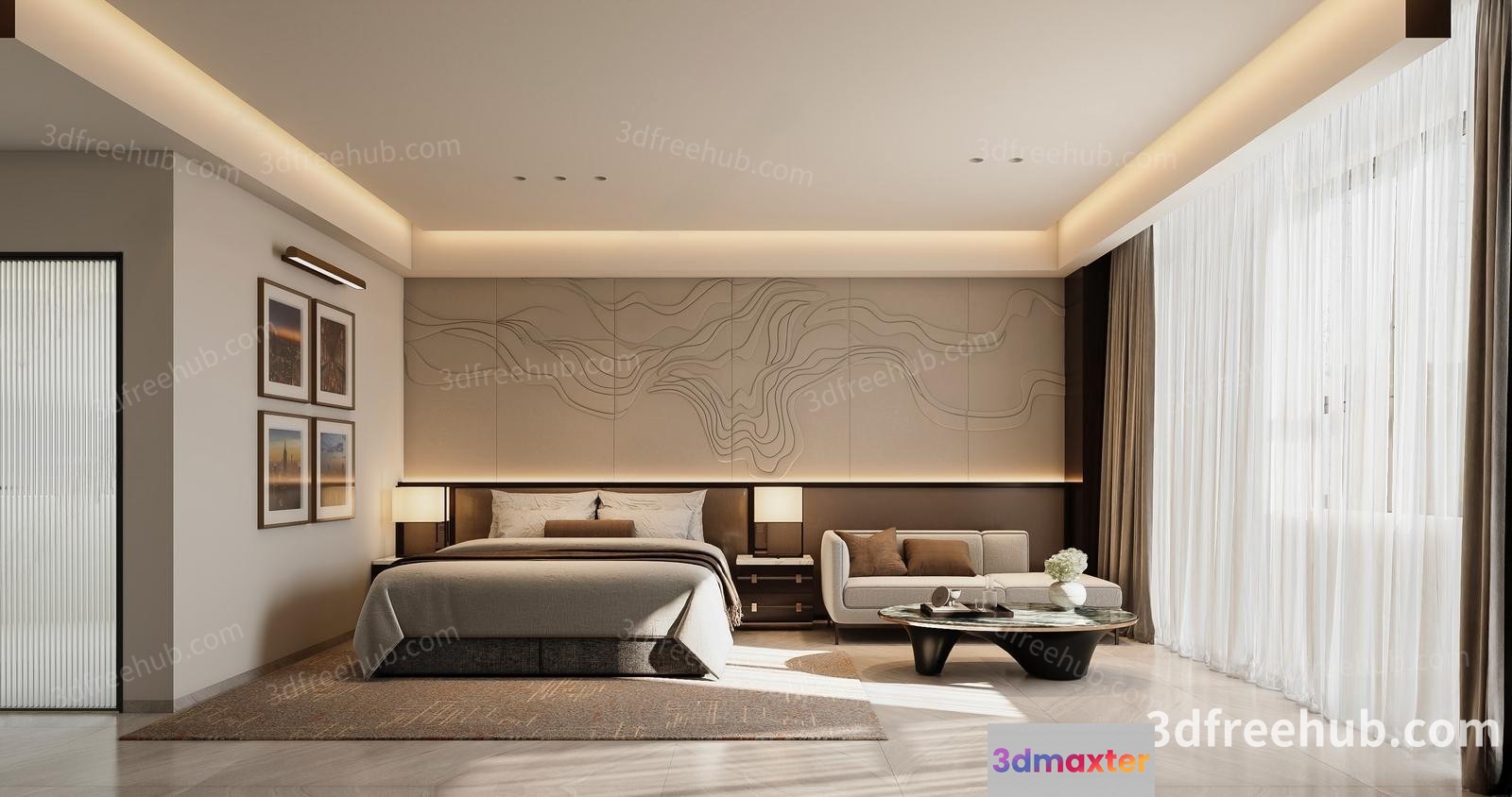 Cozy Modern Bedroom 3D Model - 20944 - VRAY Render