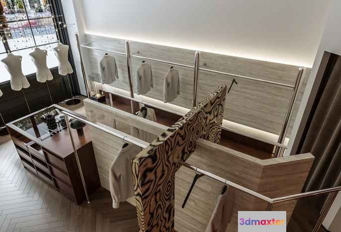 Modern Clothing Rack 3D Model - 10696 - CORONA Render