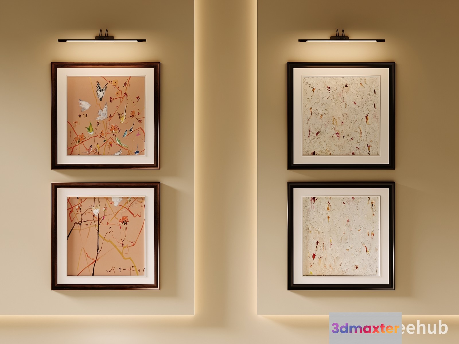 Four Framed Paintings On A Wall 3D Model - 23631 - VRAY Render