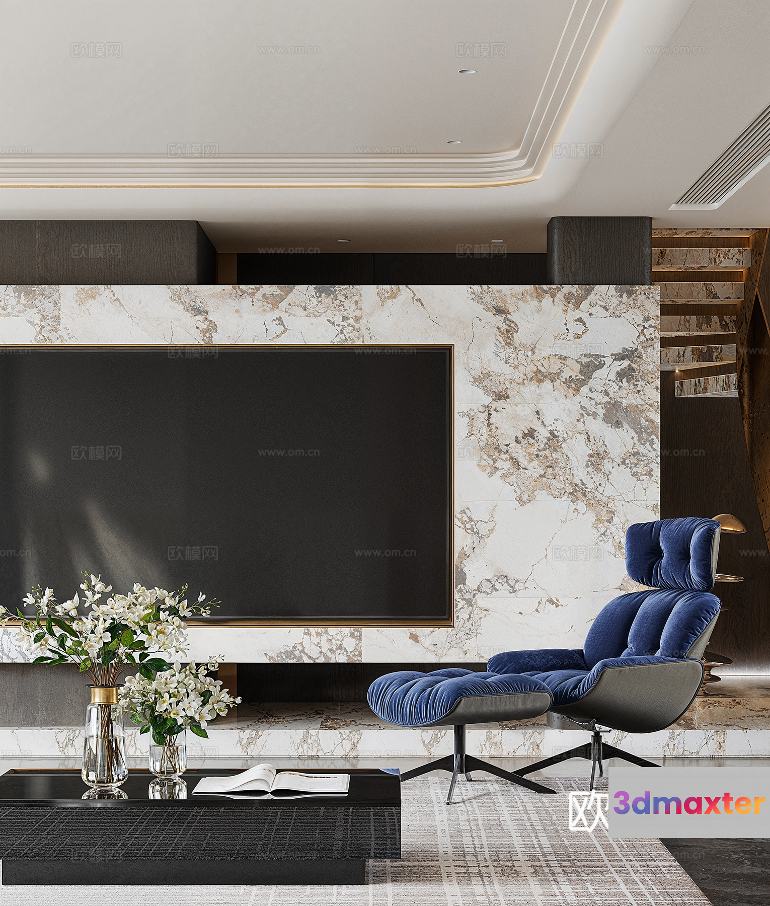 Modern Living Room 3D Model - 13028 - VRAY Render
