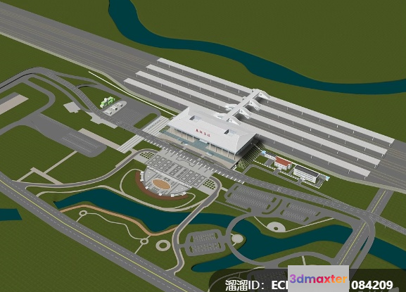 A 3D Rendering Of An Airport 3D Model - 9323 - VRAY Render