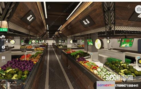 A Supermarket 3D Model - 10035 - VRAY Render