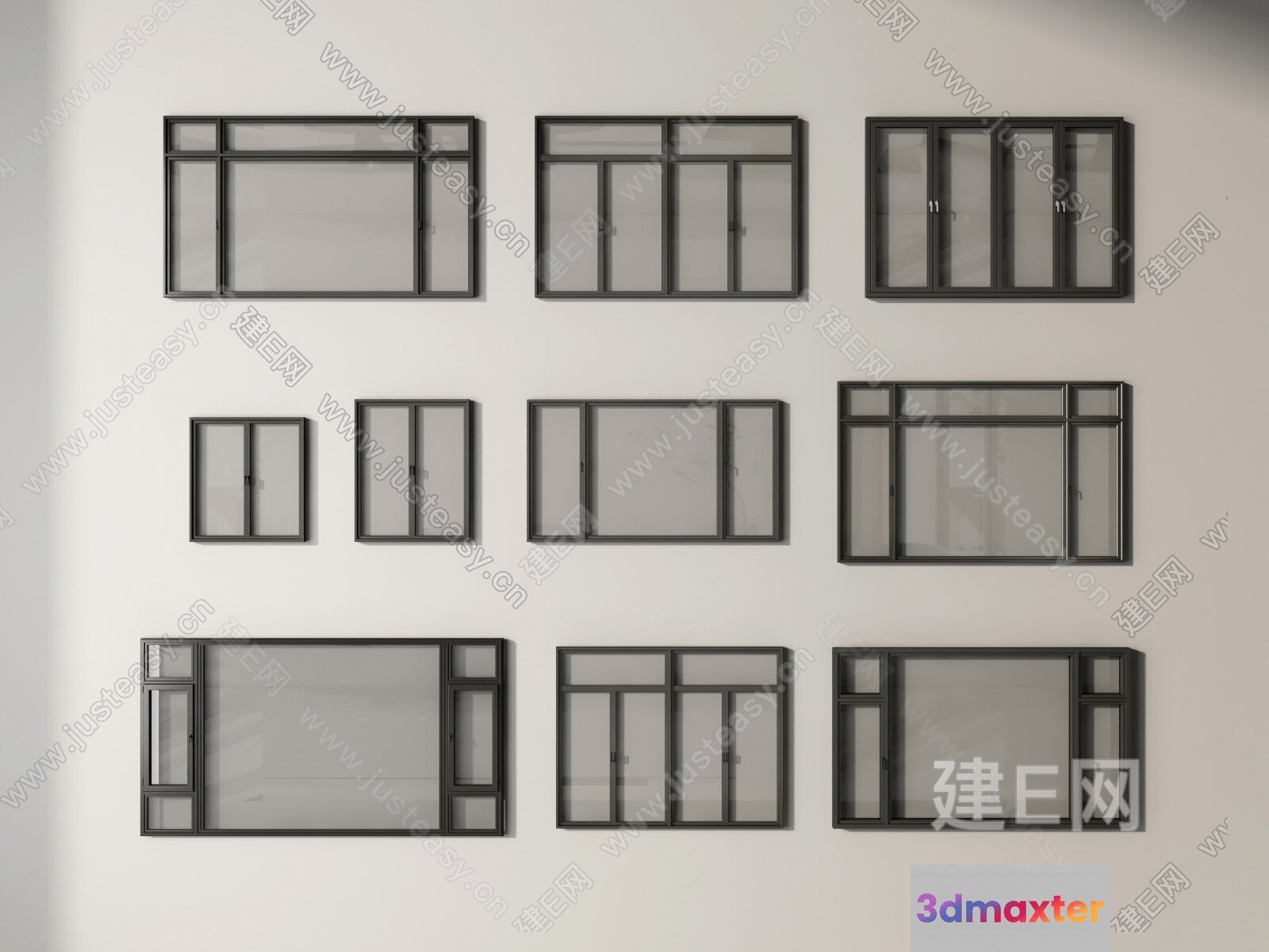 Black Metal Window Frames 3D Model - 1588 - VRAY Render