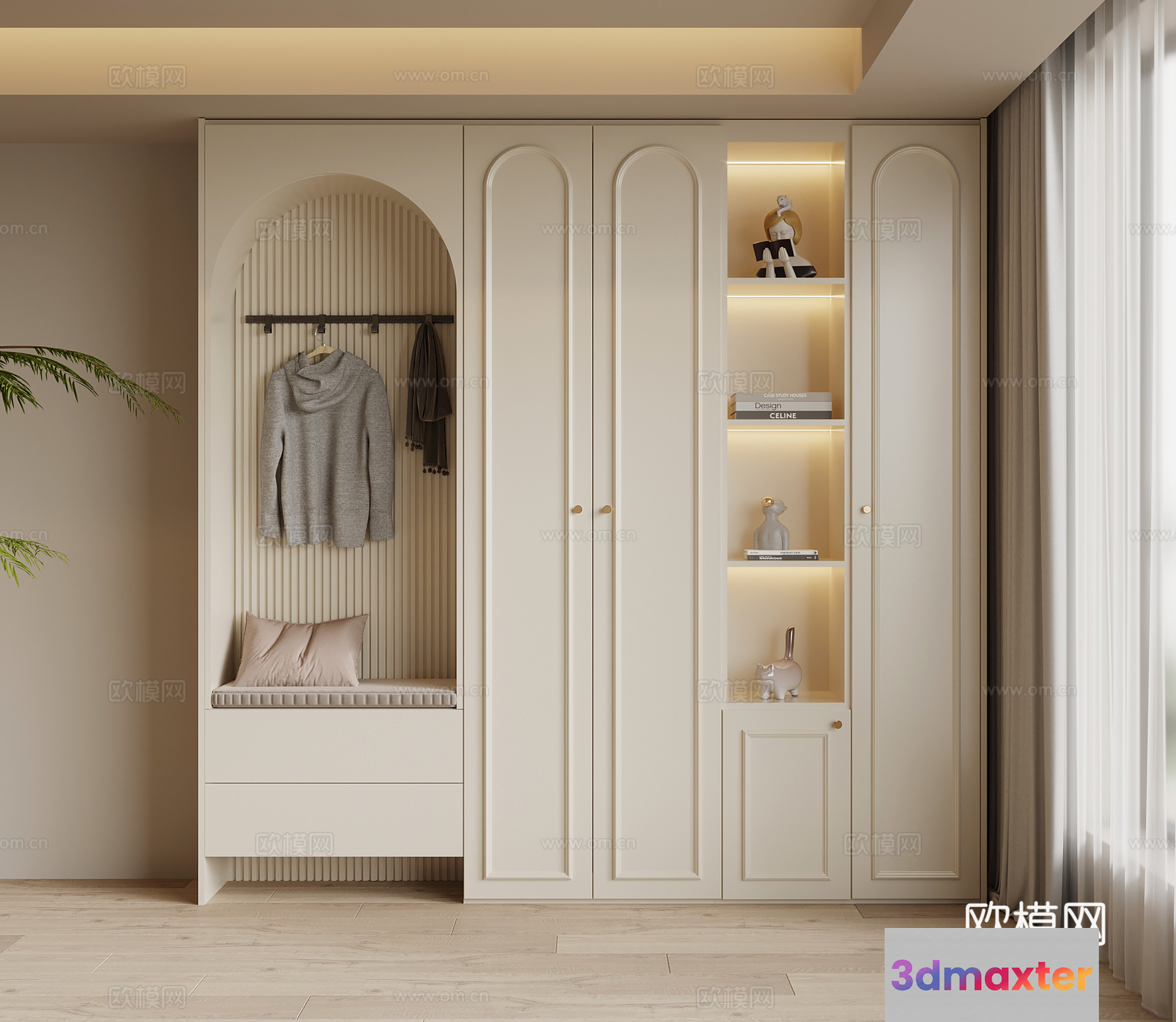 Modern White Wardrobe 3D Model - 8331 - VRAY Render
