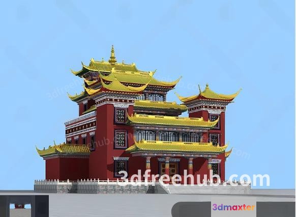 A Red And Yellow Building 3D Model - 22993 - VRAY Render