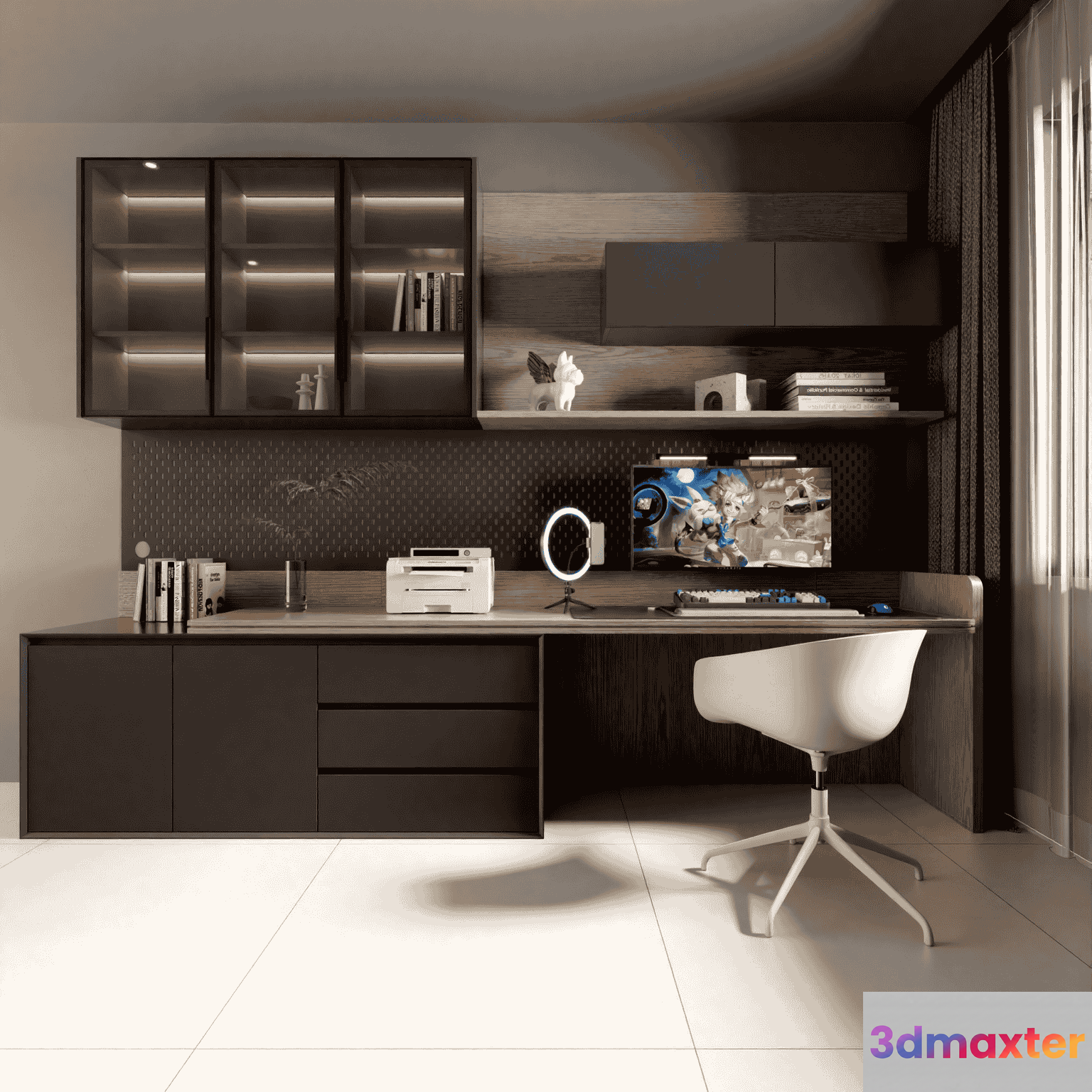 Modern Home Office 3D Model - 13892 - VRAY Render