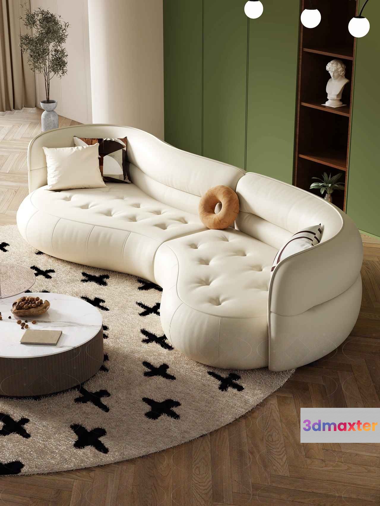 Modern White Sofa 3D Model - 1715 - CORONA Render