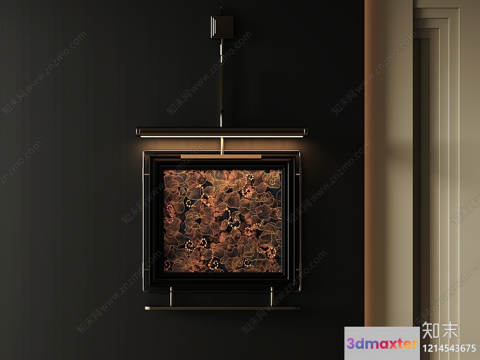 A Decorative Metal Wall Hanging With A Floral Design 3D Model - 10631 - VRAY Render