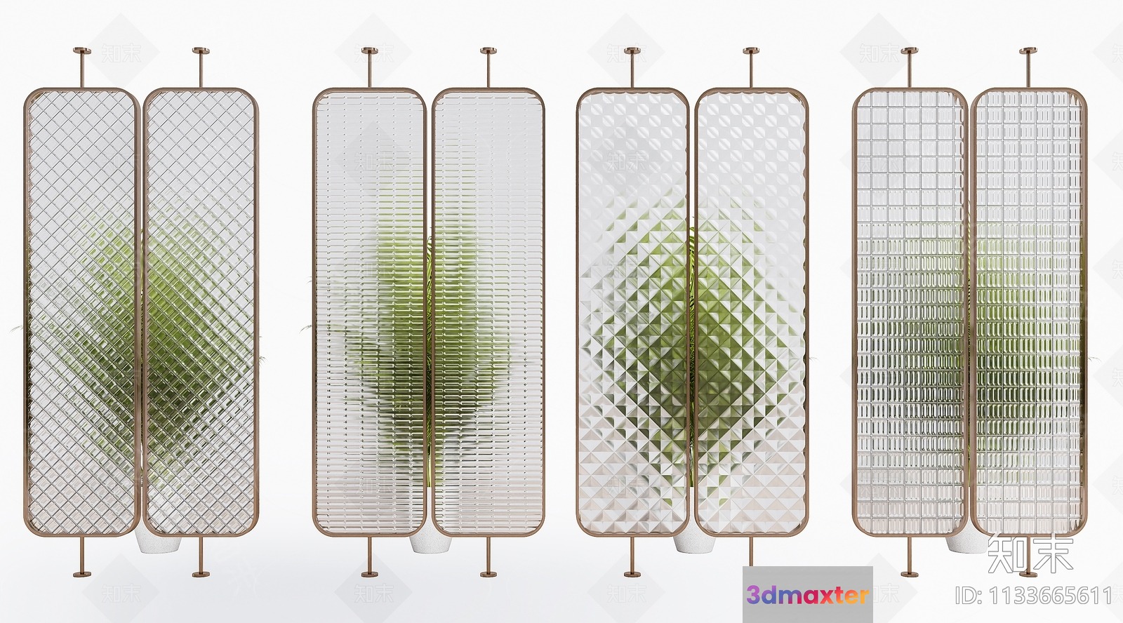 A Decorative Screen With A Plant Behind It 3D Model - 13342 - VRAY Render