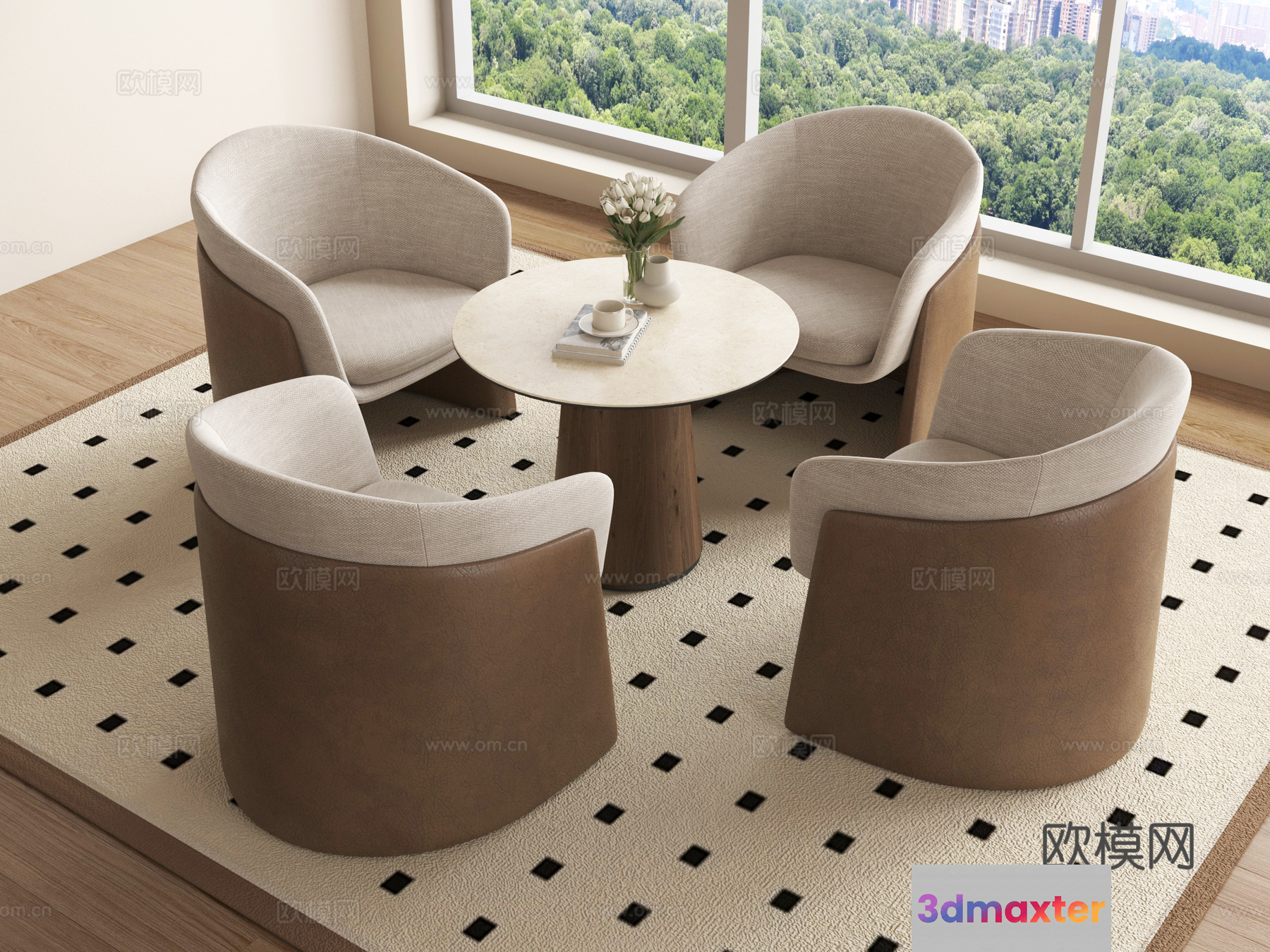 Modern Living Room 3D Model - 7478 - VRAY Render