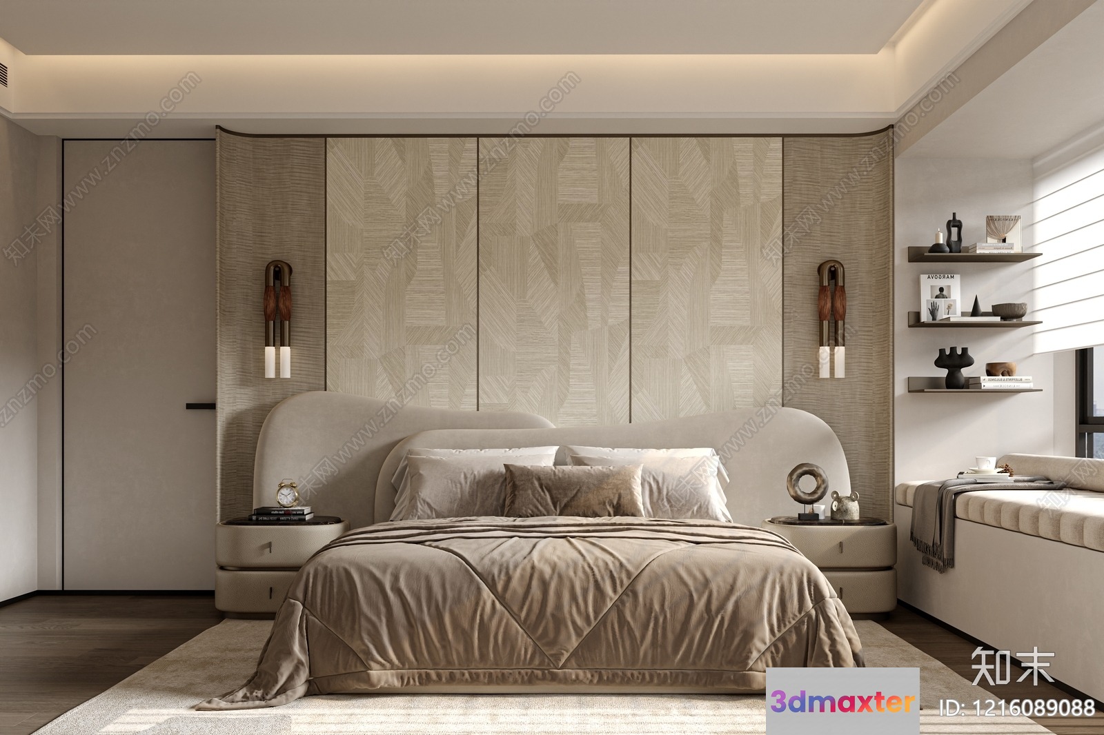 Cozy Modern Bedroom 3D Model - 10731 - VRAY Render