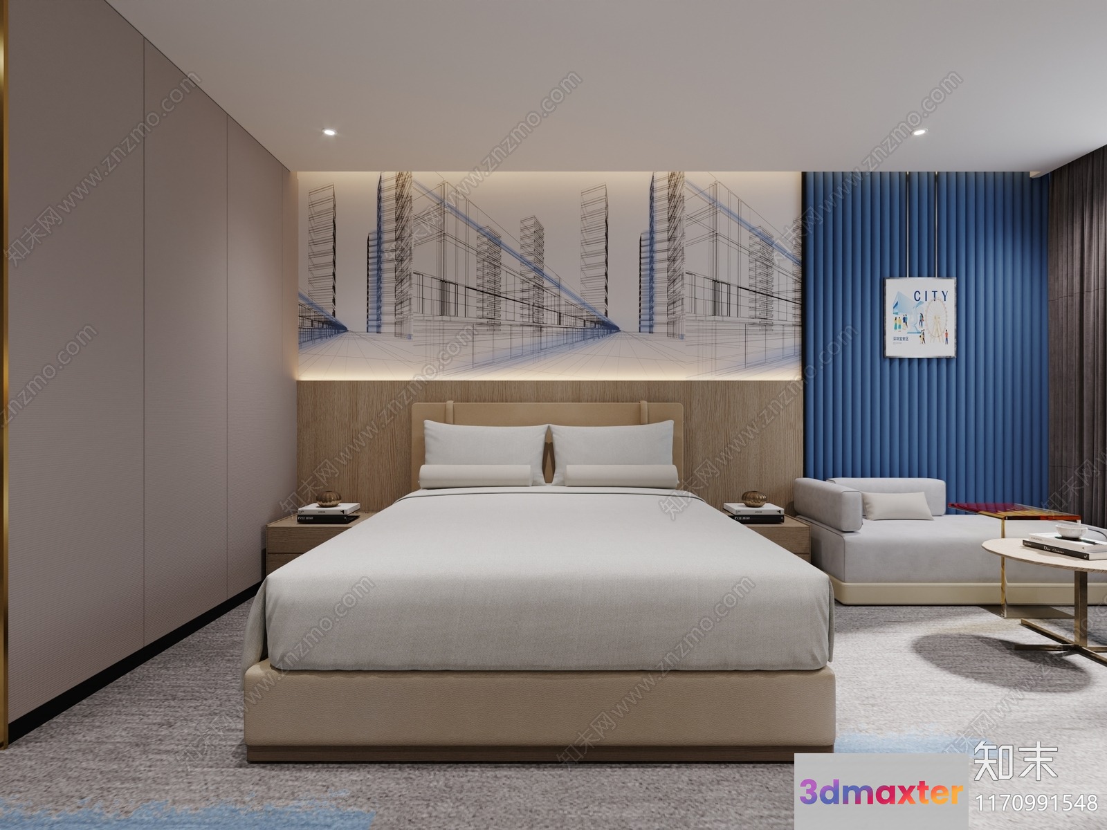 Cozy Modern Bedroom 3D Model - 21651 - CORONA Render