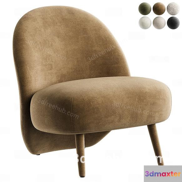 A Modern Chair With A Light Brown Velvet Fabric 3D Model - 18933 - VRAY Render