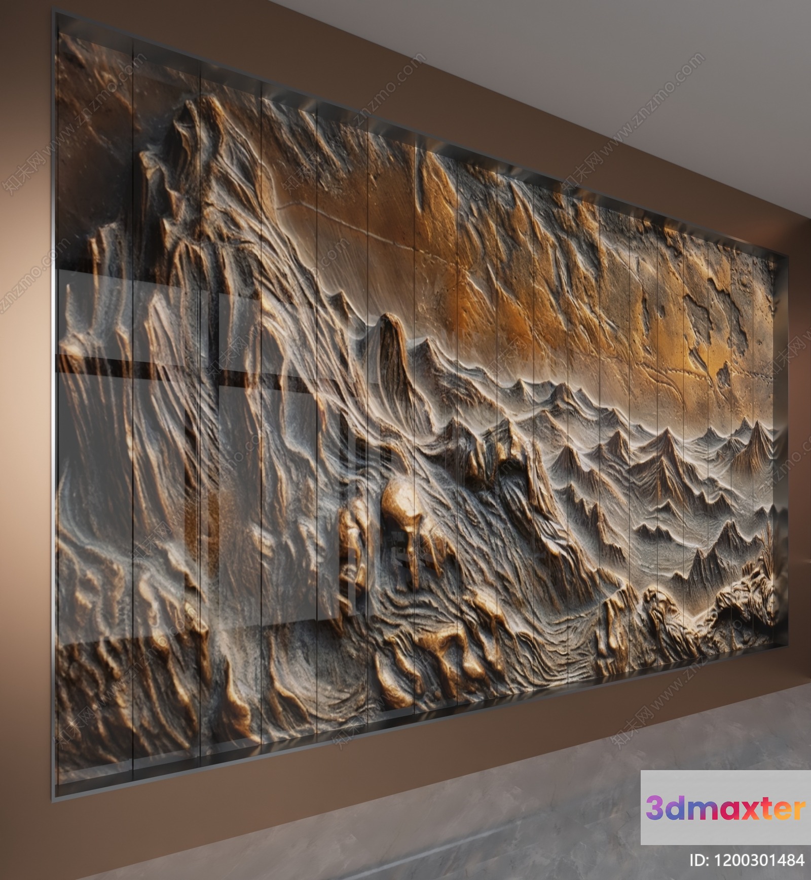 Large Textured Wall Art 3D Model - 8775 - VRAY Render