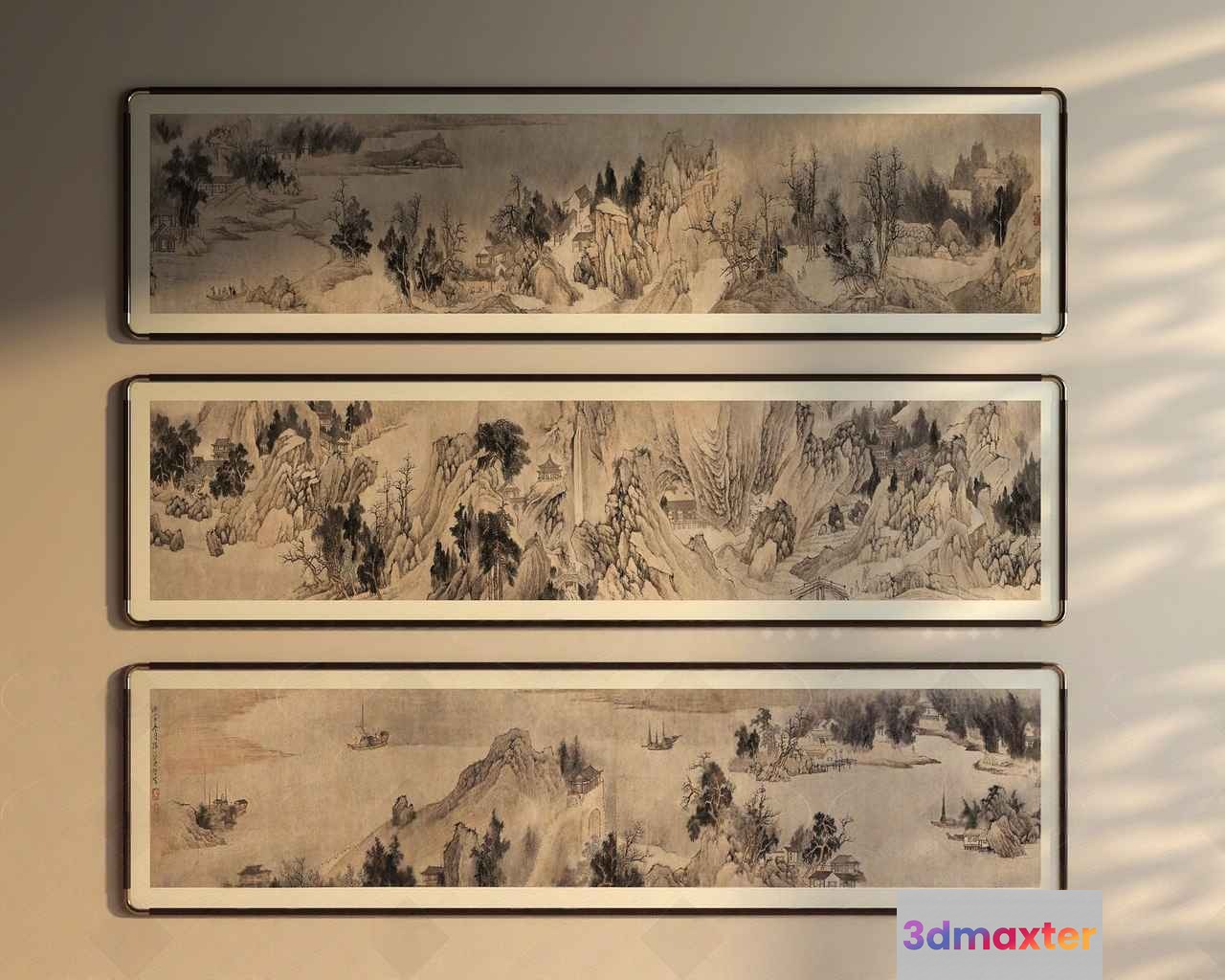Three Landscape Paintings 3D Model - 1209 - VRAY Render