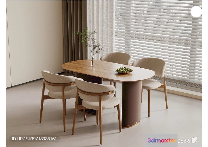 Modern Dining Room 3D Model - 327 - VRAY Render