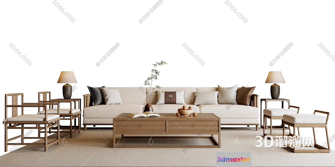 Modern Living Room 3D Model - 10199 - VRAY Render