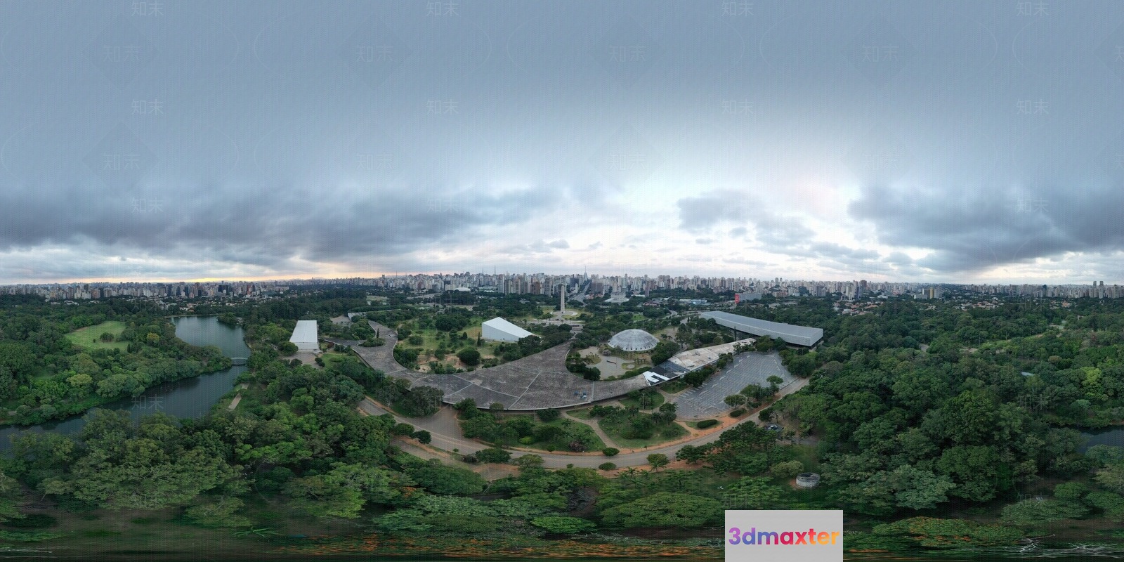 The Main Subject Is A Large Building Complex In A Park 3D Model - 13869 - VRAY Render